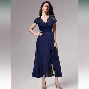 Miusol Navy Blue Lace and Chiffon Formal Dress Size XL